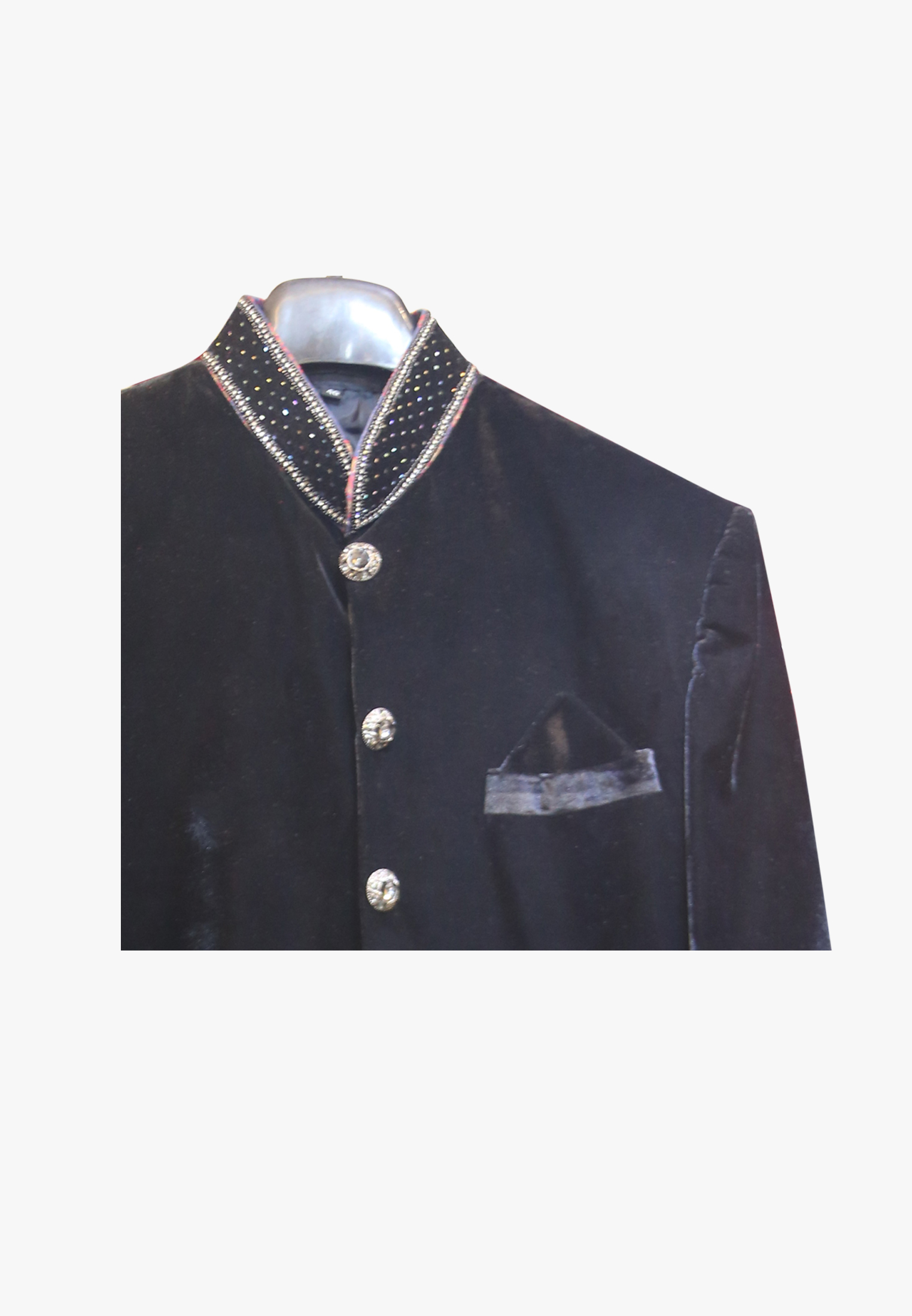 Black velvet party sherwani
