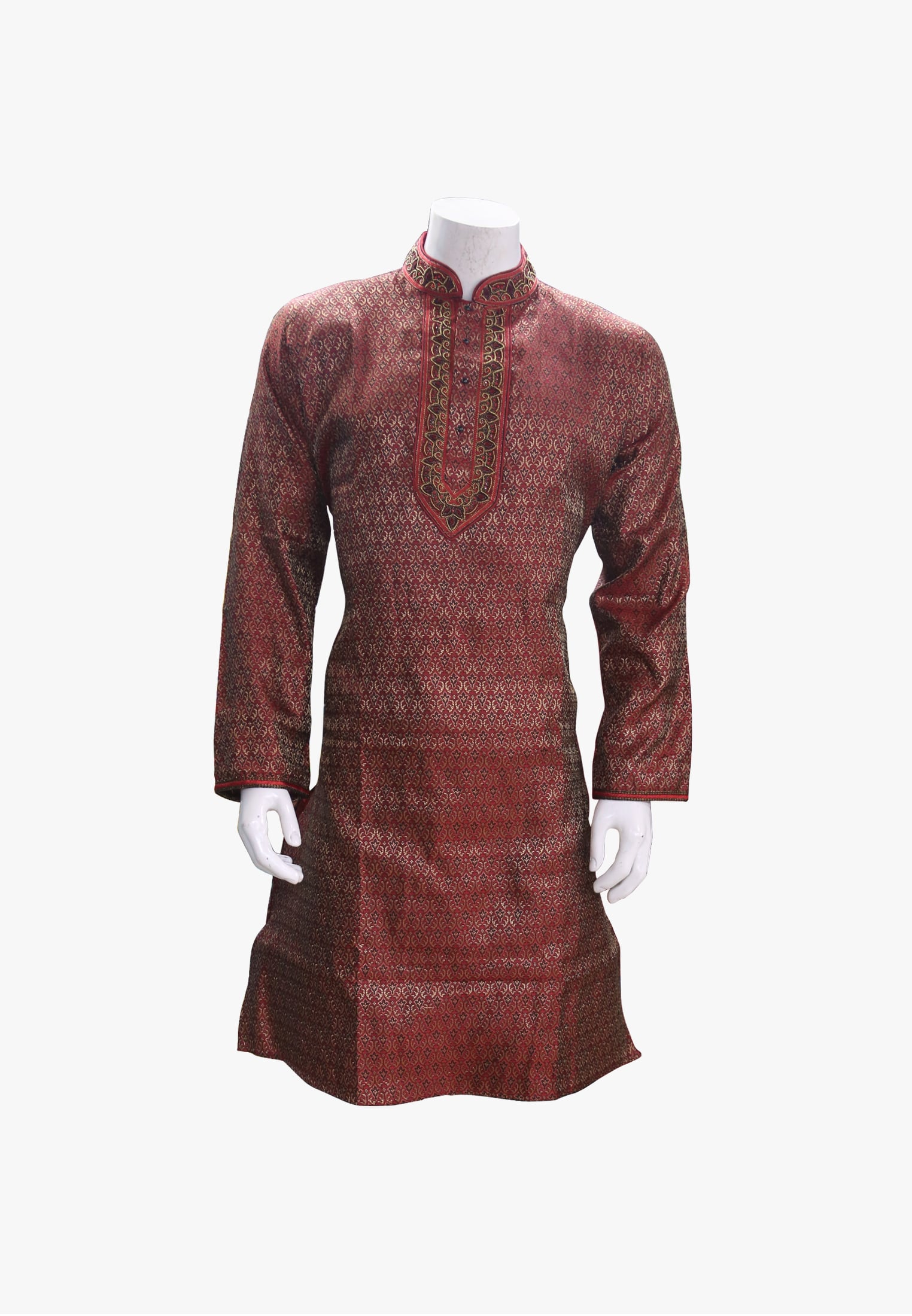 Maroon katan-stone-karchupi party panjabi