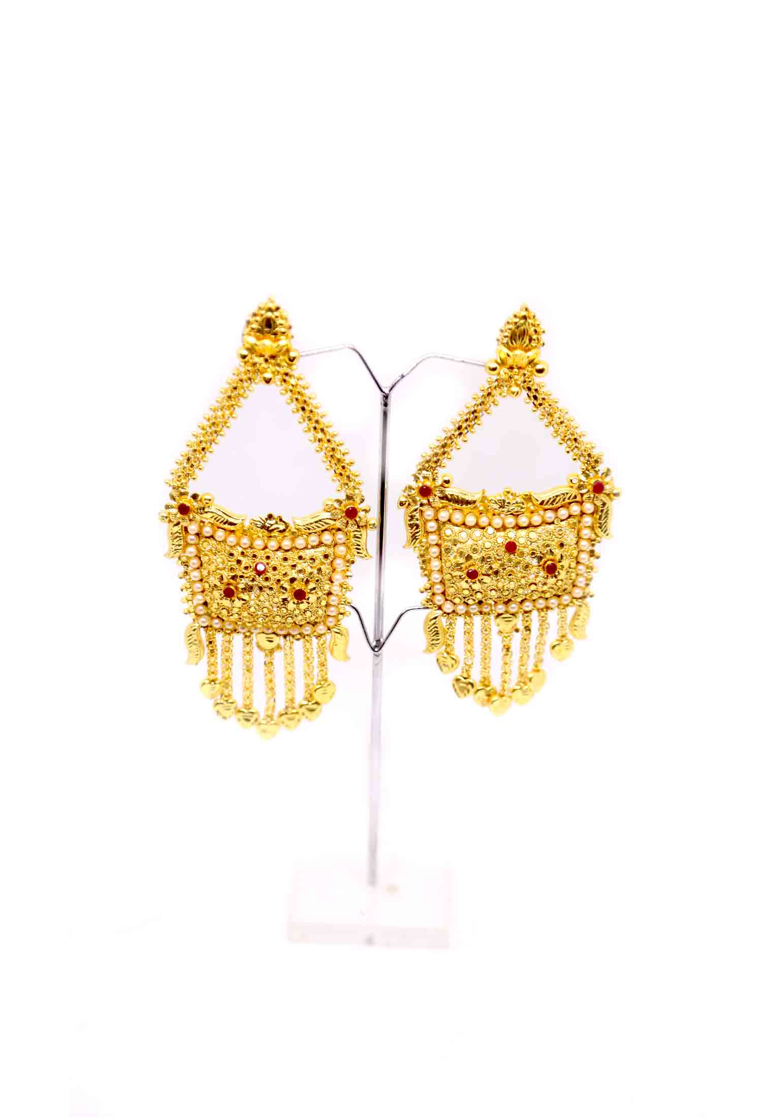 Gold plate stone-puti ear ring