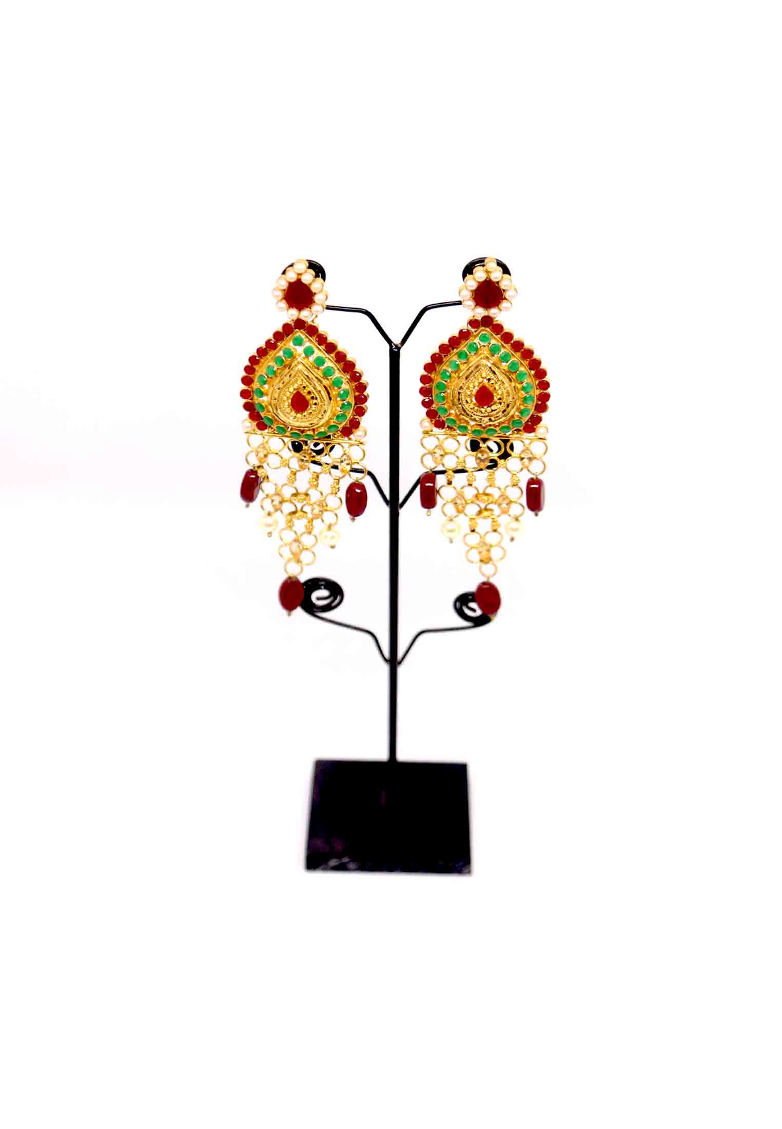 Gold plate stone-jar party ear ring