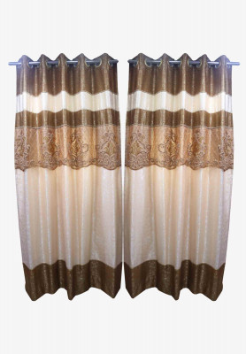 Golden cotton embroidery regular curtain