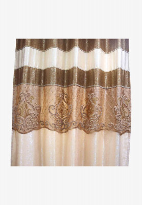 Golden cotton embroidery regular curtain