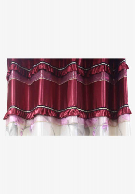 Maroon-golden attached lace curtain