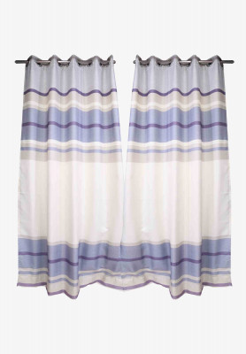 Blue-pink cotton plain curtain