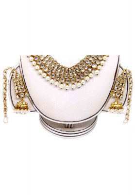 Antic kundan pearl wedding necklace set