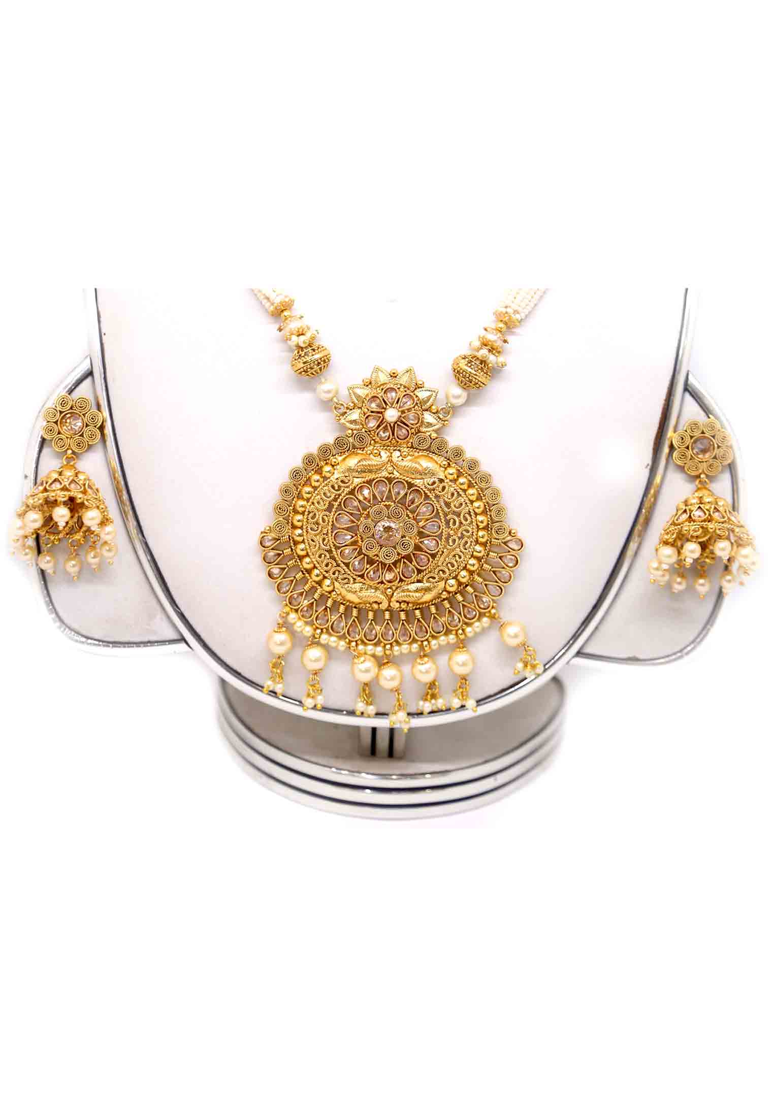 Gold plate-puti-light stone pendant set