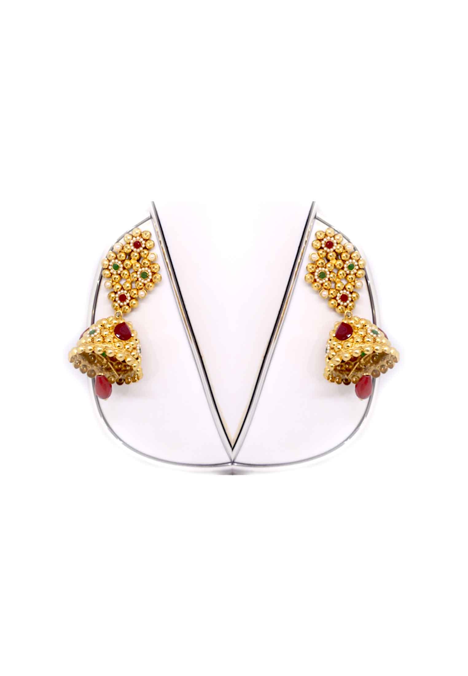 Joypuri gold plate puti-stone wedding necklace set