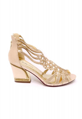 Golden stone stripe wedding semi heel