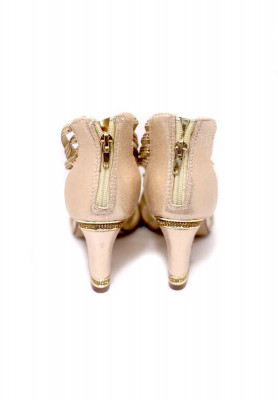 Golden stone stripe wedding semi heel