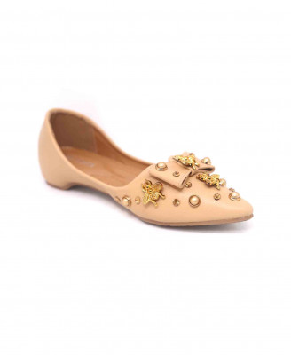 Golden butterfly stone pearl party heel