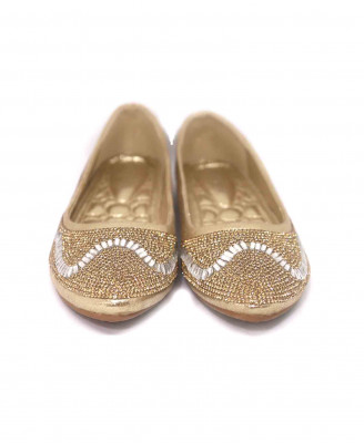 Golden leather stone party shoe