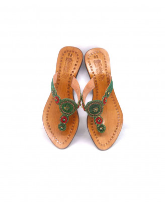 Green karchupi leather half heel