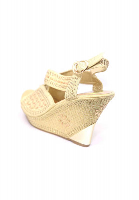 Golden pearl stone balance heel