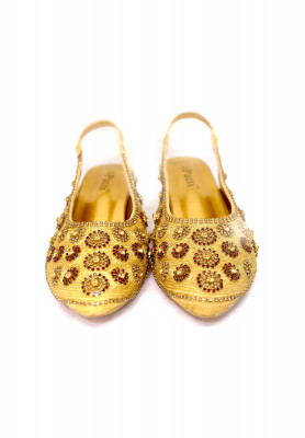 Golden-maroon stone karchupi party heel