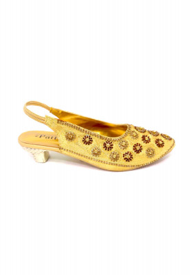 Golden-maroon stone karchupi party heel