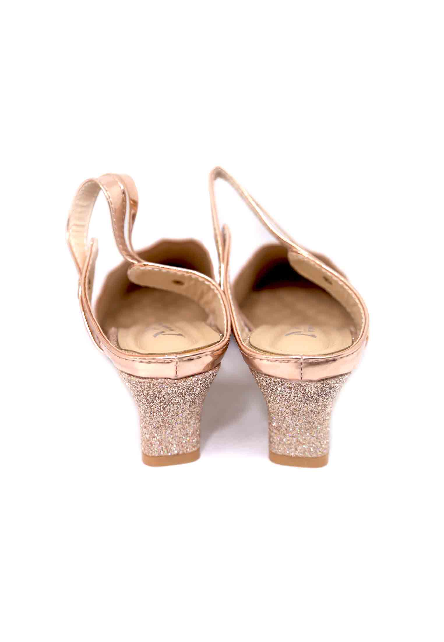 Beige artificial leather stone heel