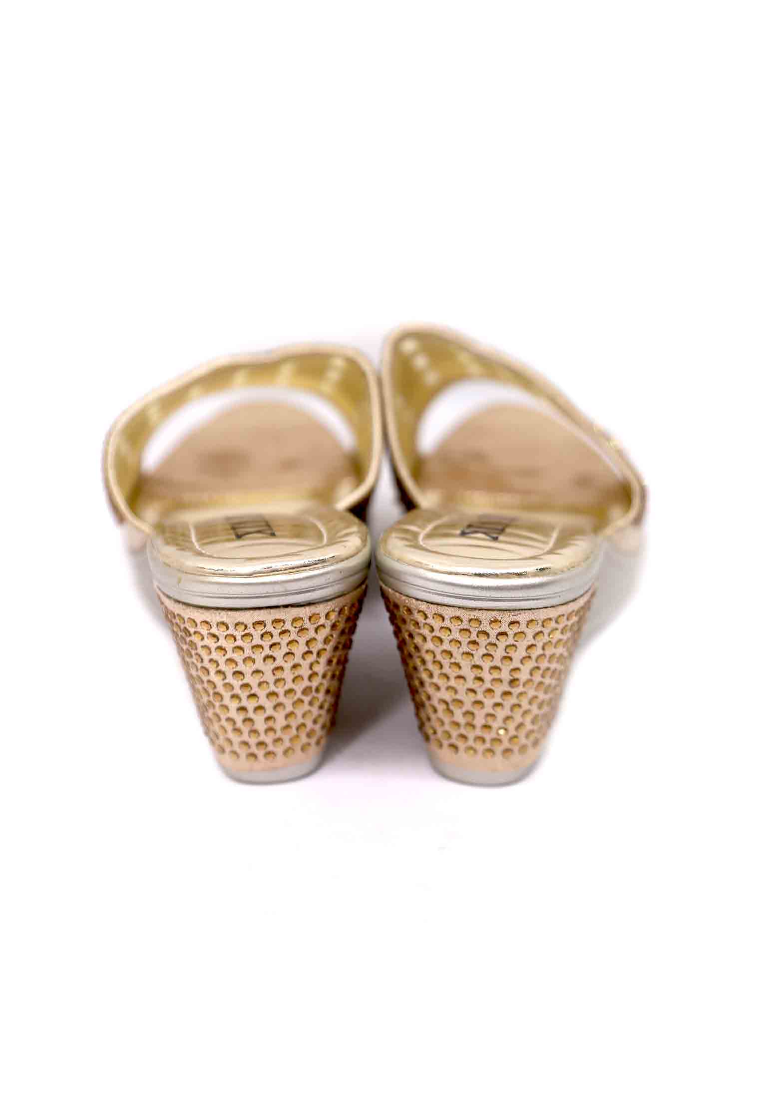 Golden net stone party box heel