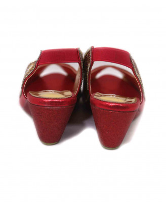 Maroon artificial leather stone dutch heel