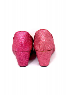 Pink artificial leather velvet-stone box heel