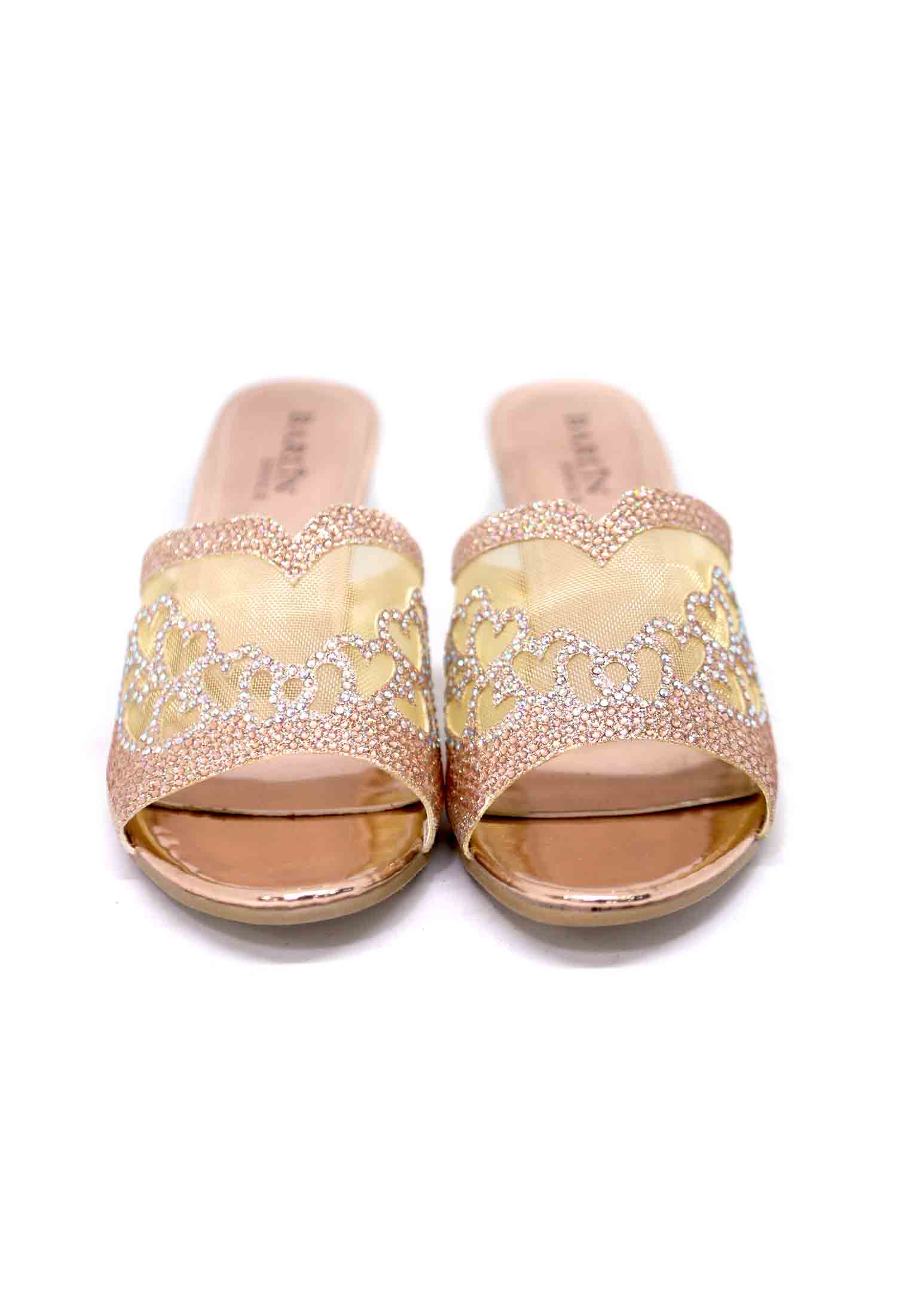 Pink net stone party box heel