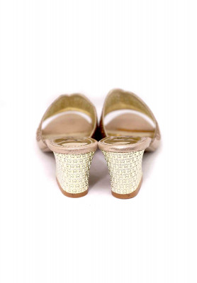 Golden net stone party box heel