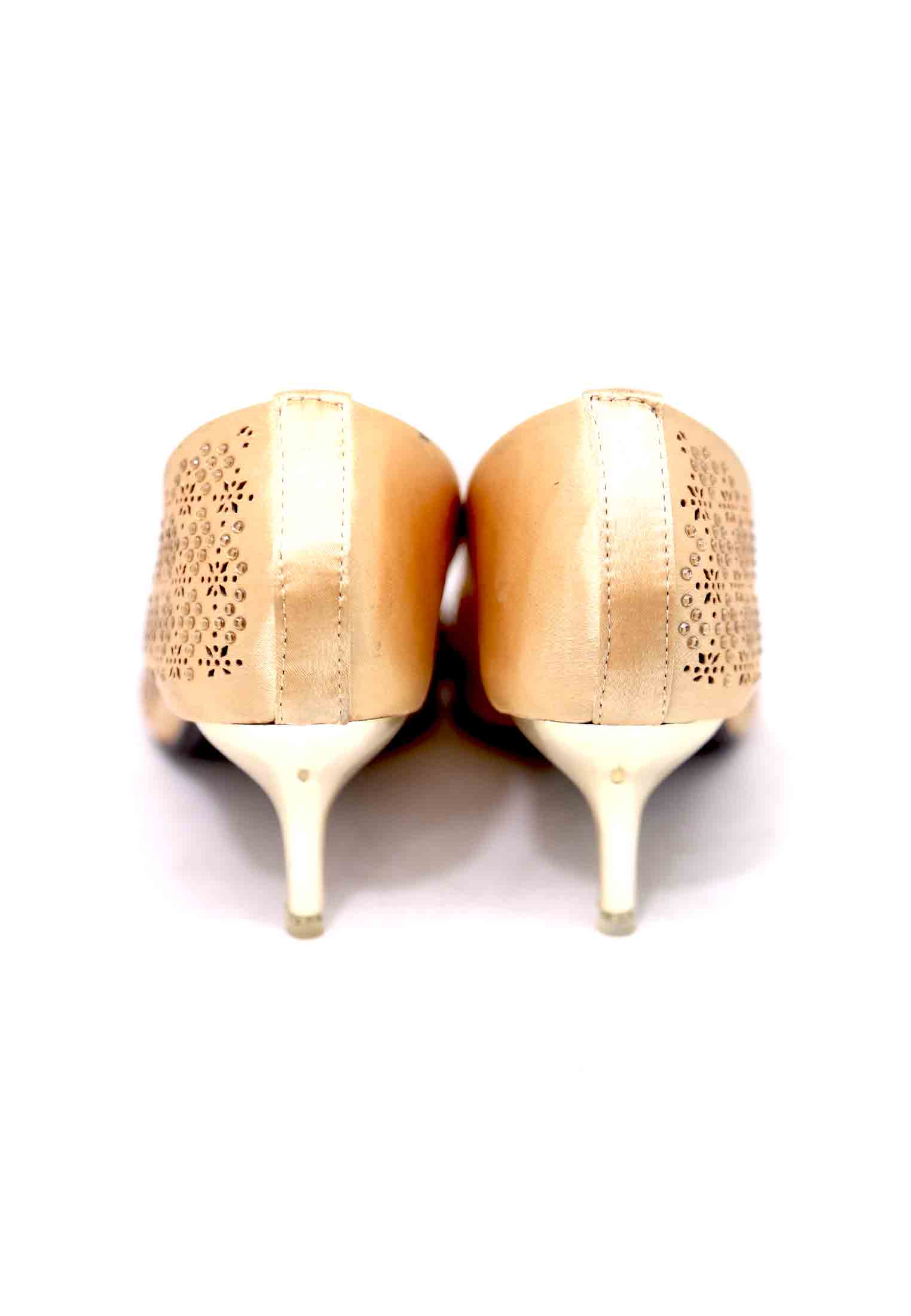 Golden-blue stone party pencil heel
