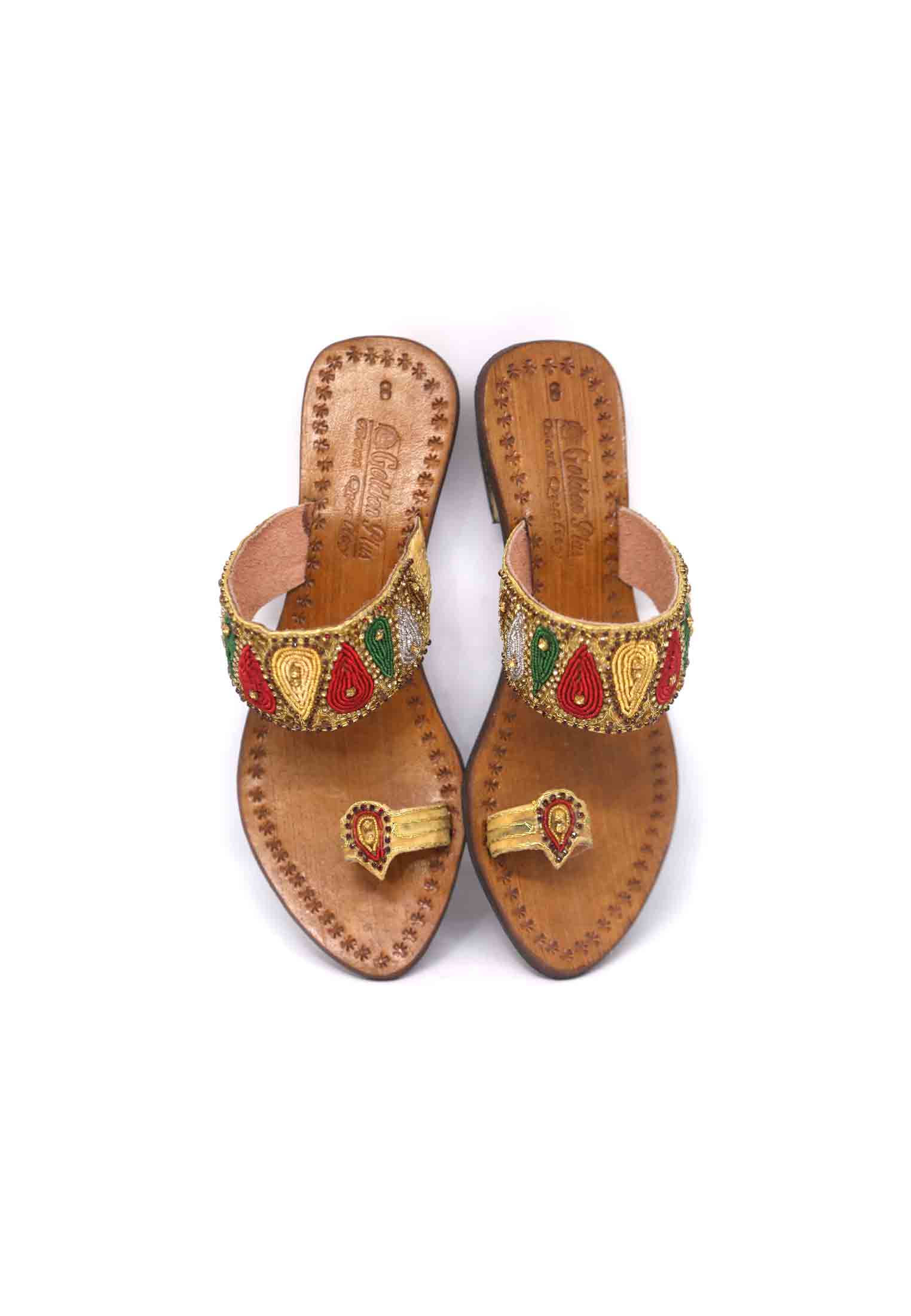 Biye Bazaar | Golden leather karchupi kolapuri heel