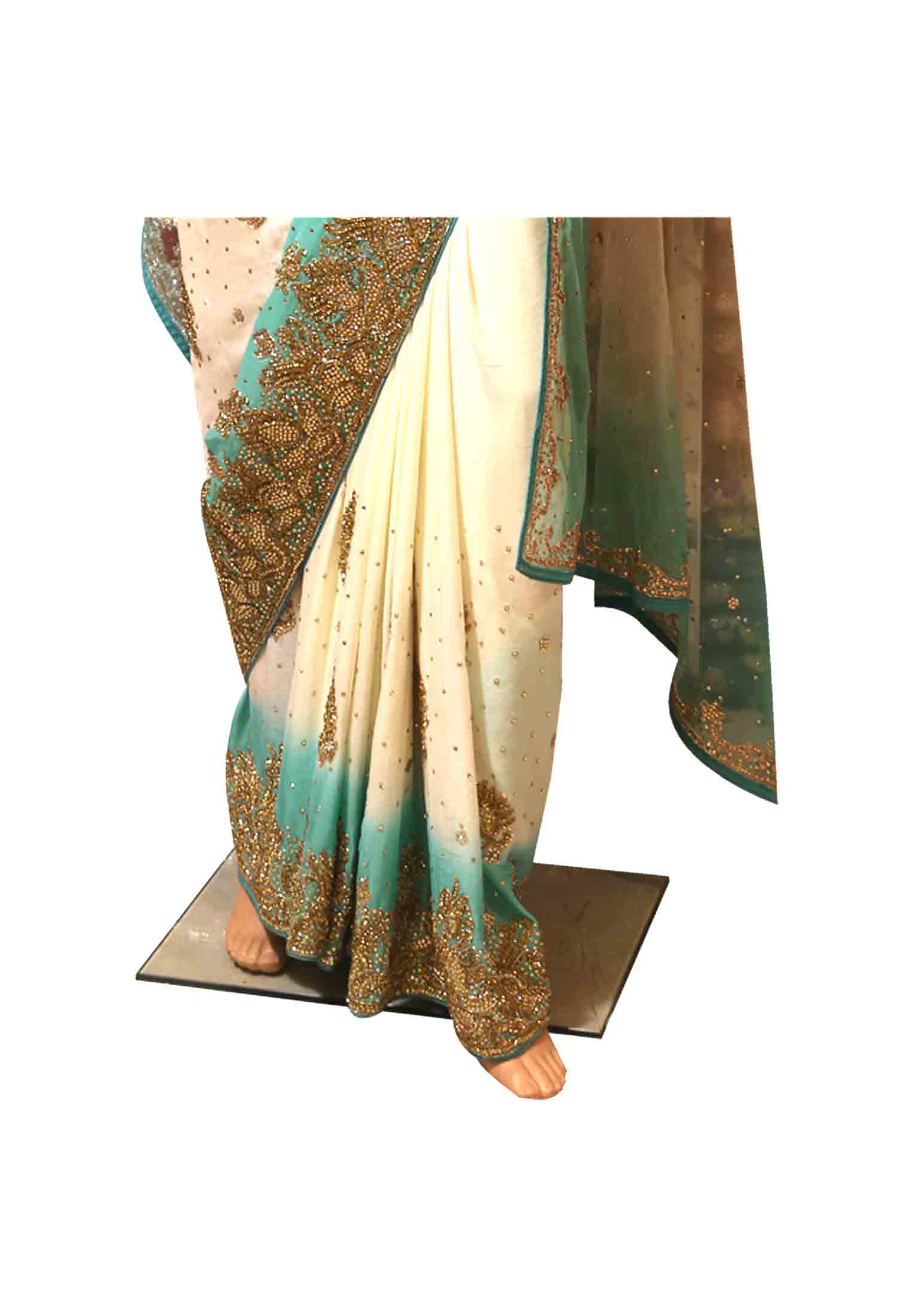 Italian crepe silk zardosi stone saree
