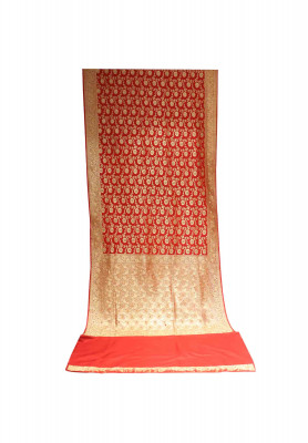 Red katan jori stone wedding saree