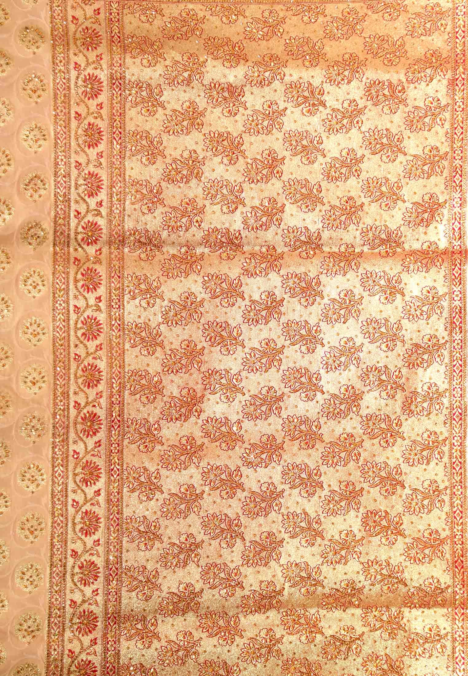 Golden katan jori stone benarashi saree