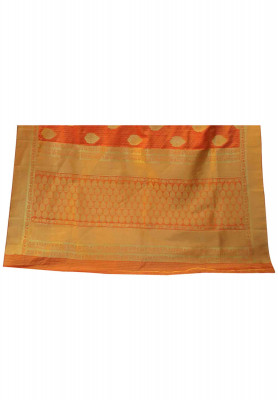 Orange katan jori work saree