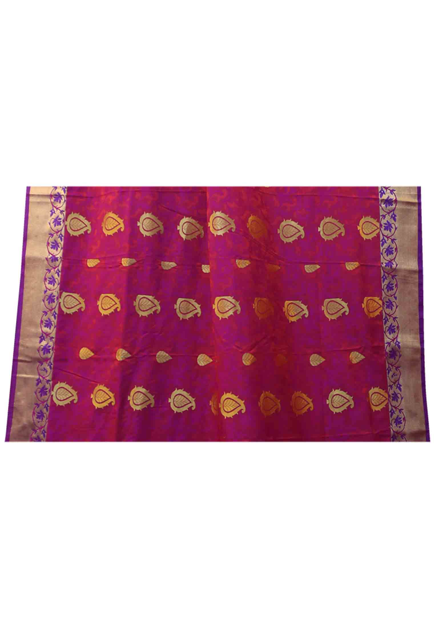 Purple katan jori work saree