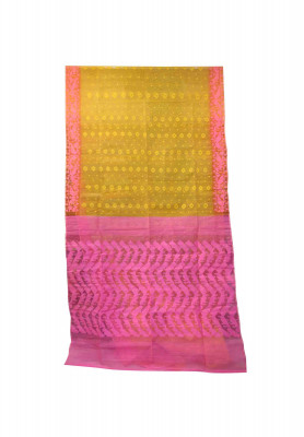 Half silk thread work jamdani saree