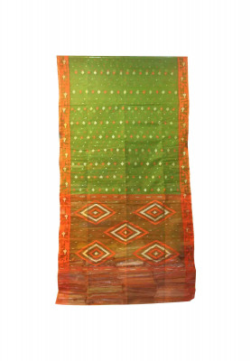 Green thread and jori work jamdani saree
