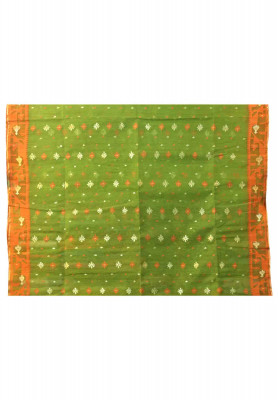 Green thread and jori work jamdani saree