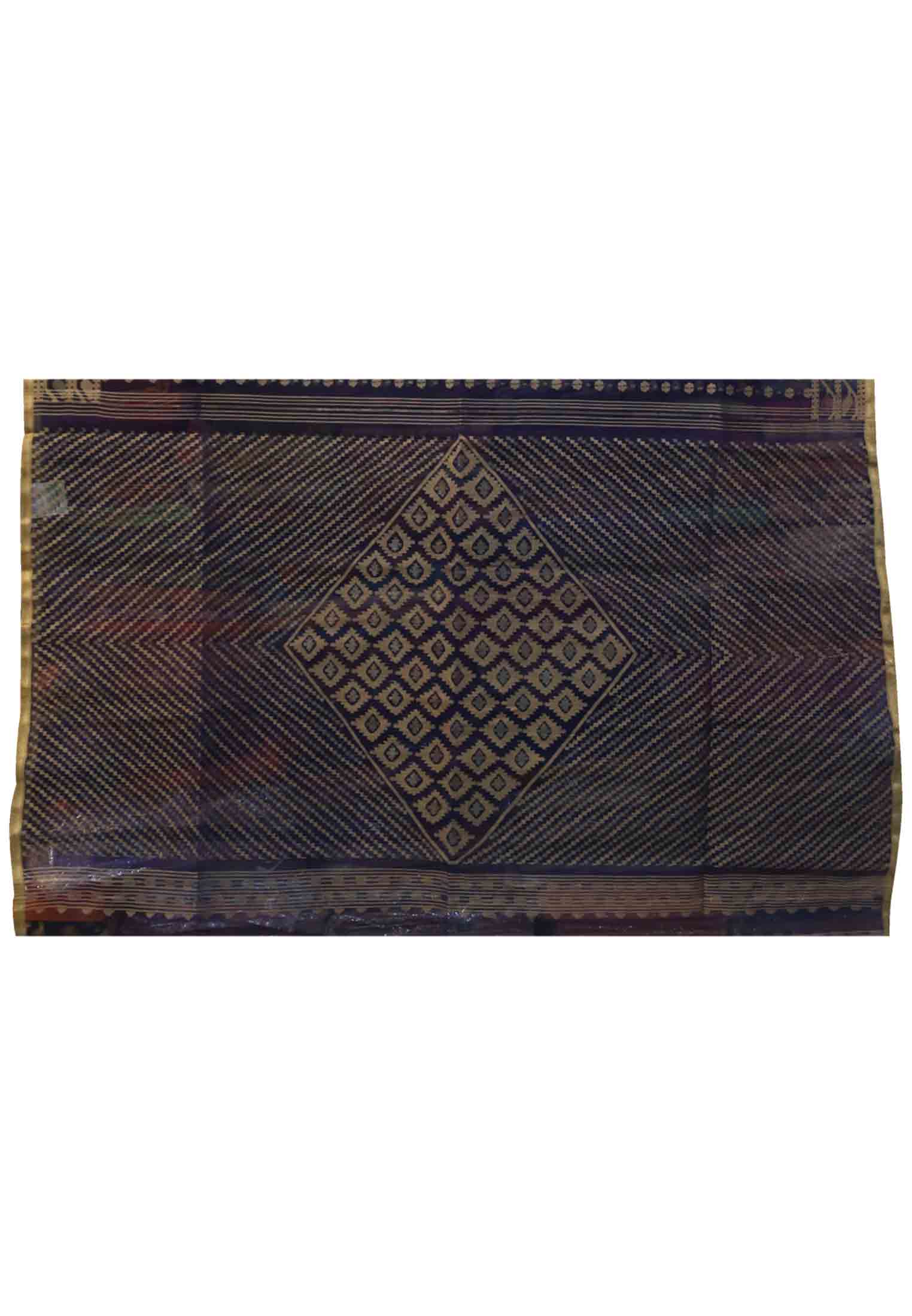 Blue thread work party jamdani saree