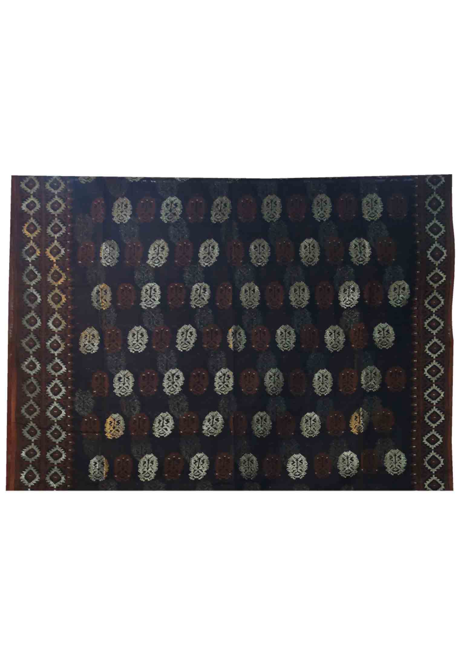 Black cotton jori thread work saree