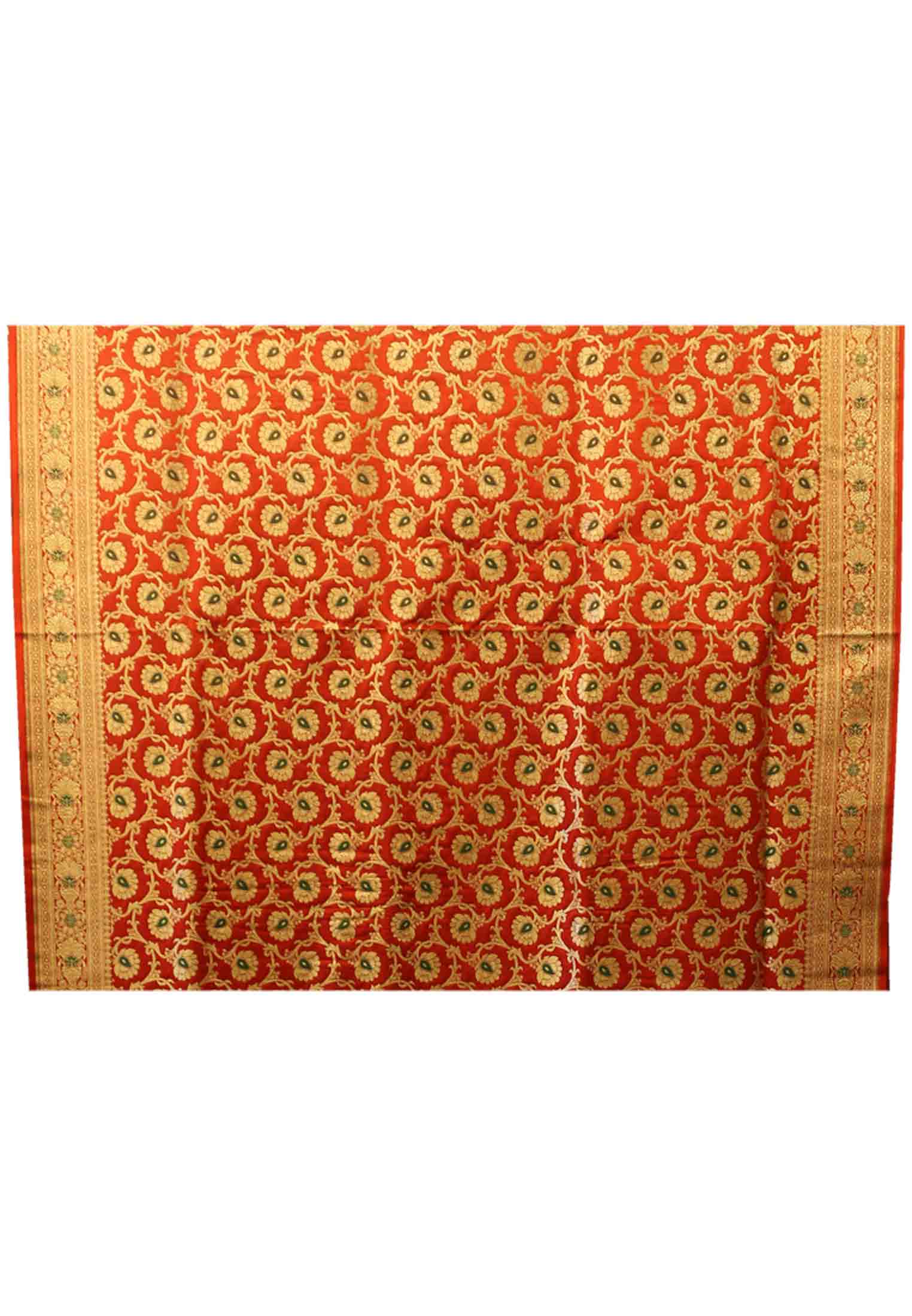 Red katan mina work wedding saree