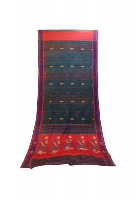 Deep blue thread work cotton saree