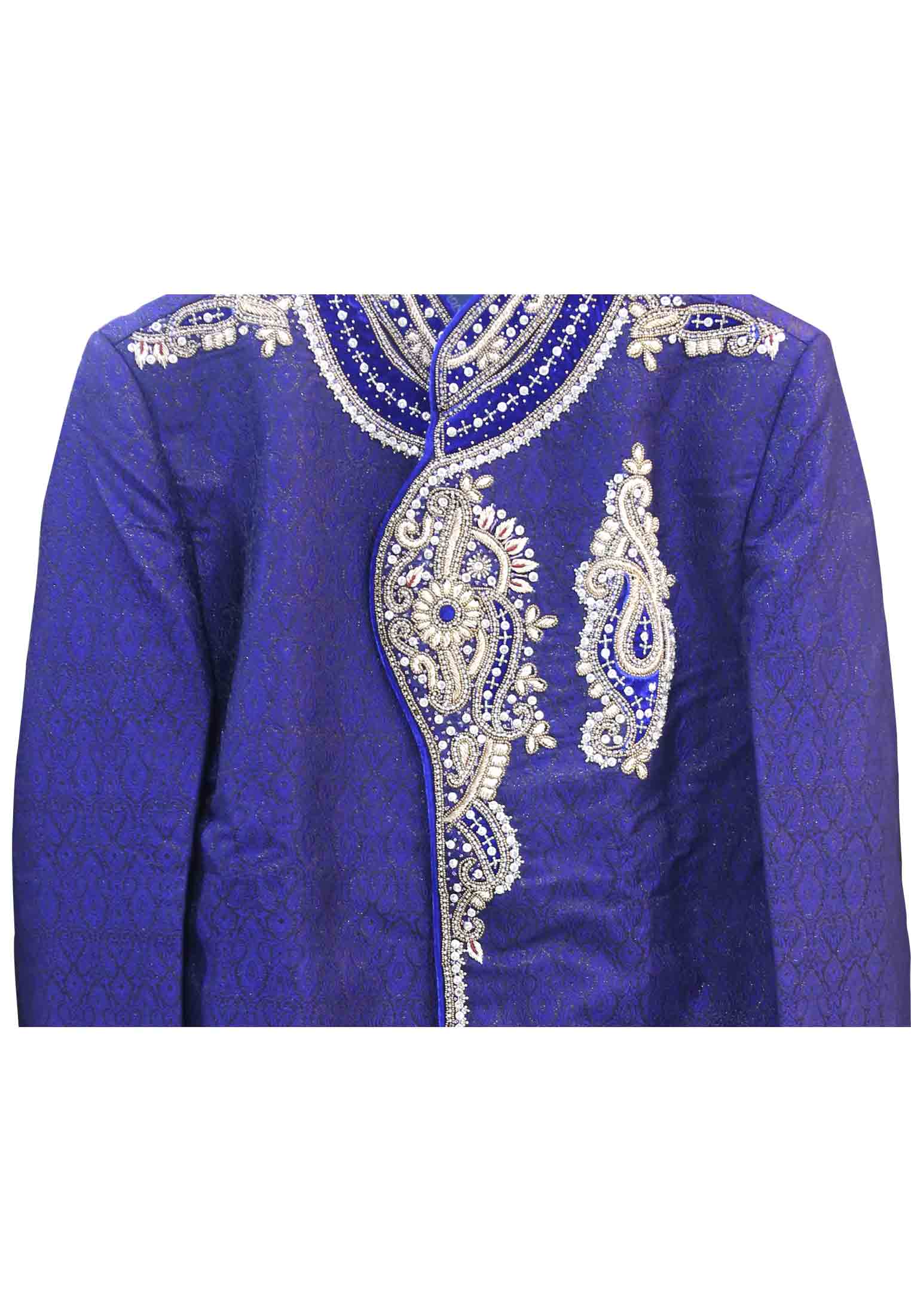 Navy Blue Katan Sherwani