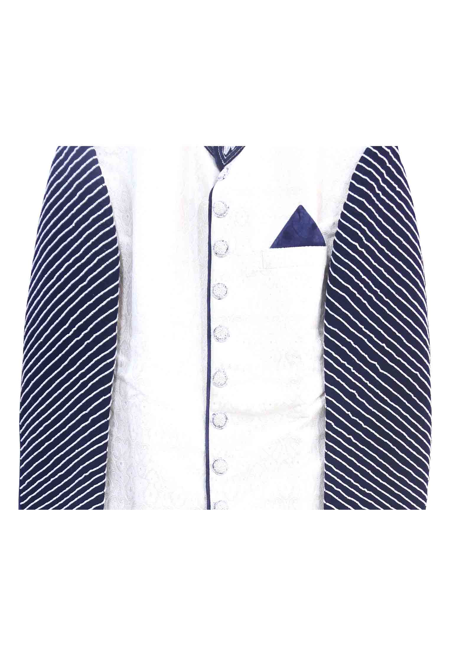 White and Blue Katan Sherwani