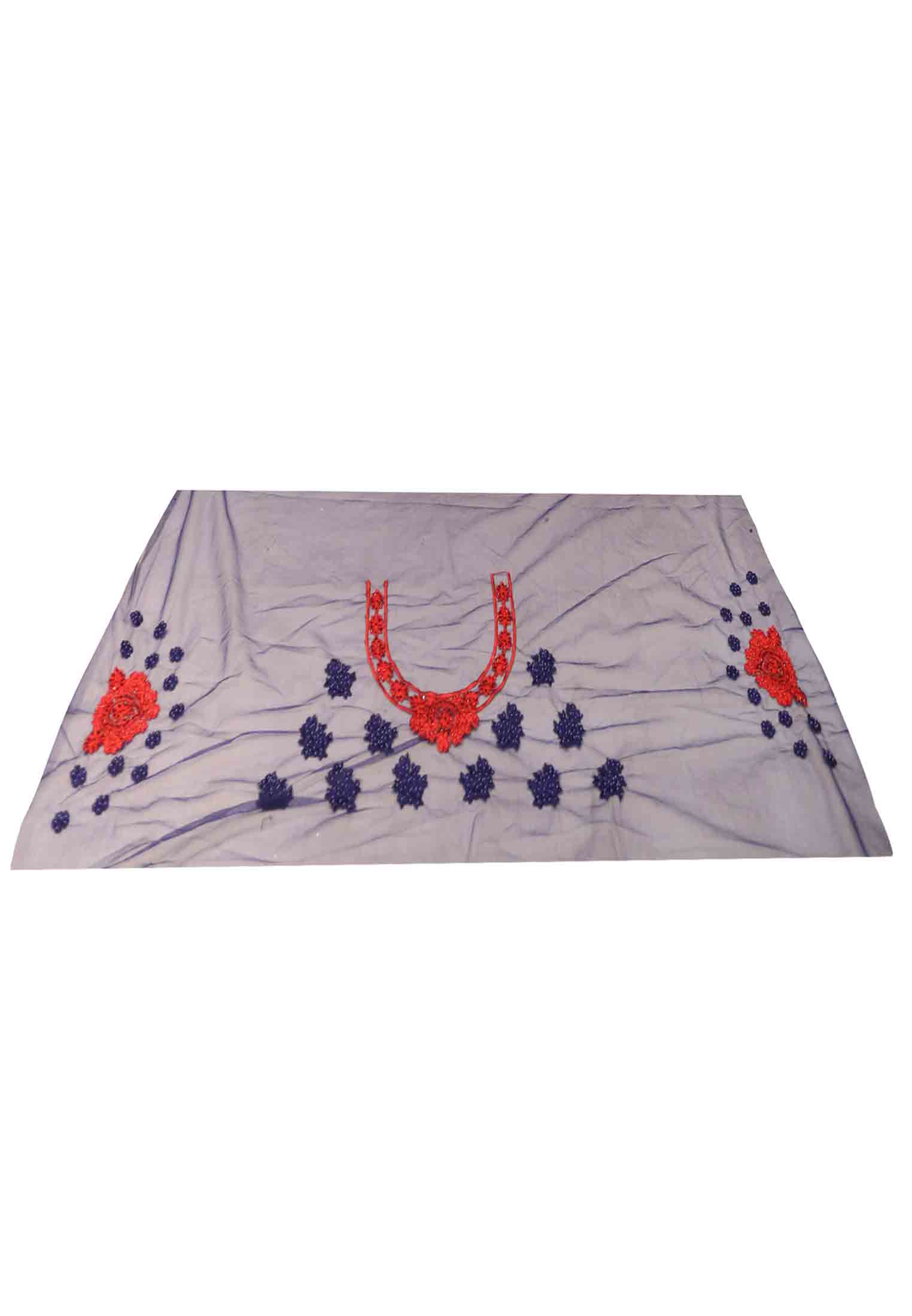 Blue and Red Net Saree