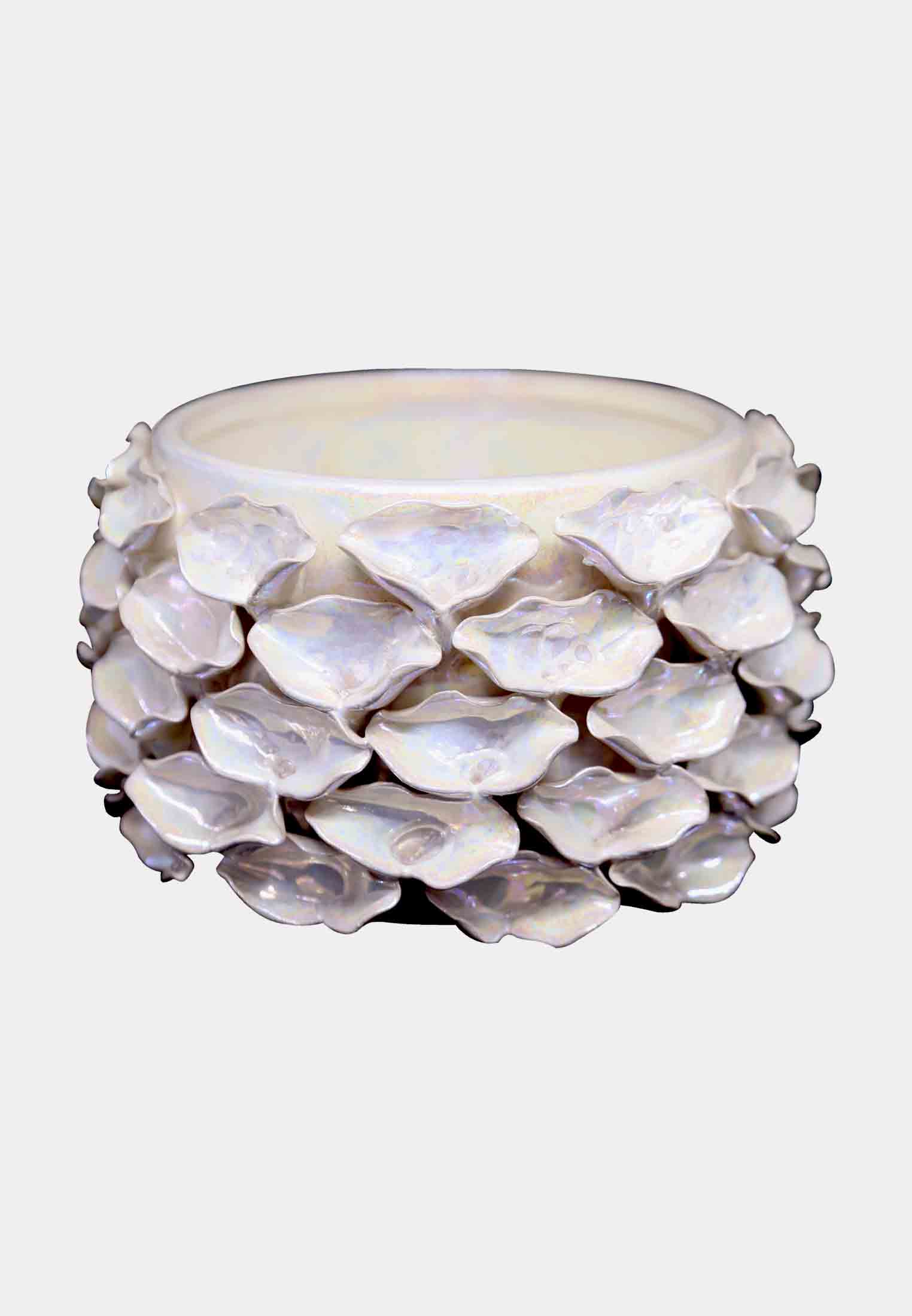 Silver and Off white Flower vase