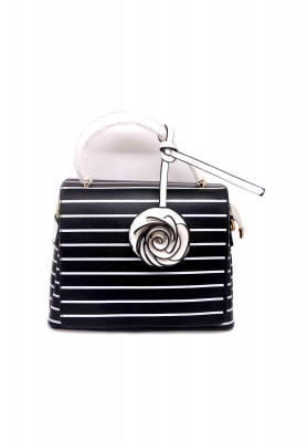 Artificial leather Black & white Side Bag