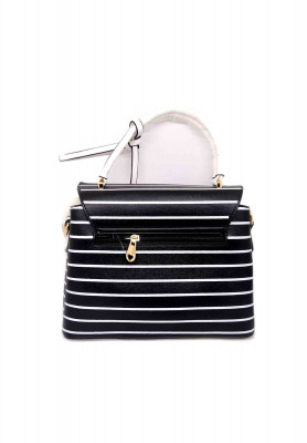 Artificial leather Black & white Side Bag