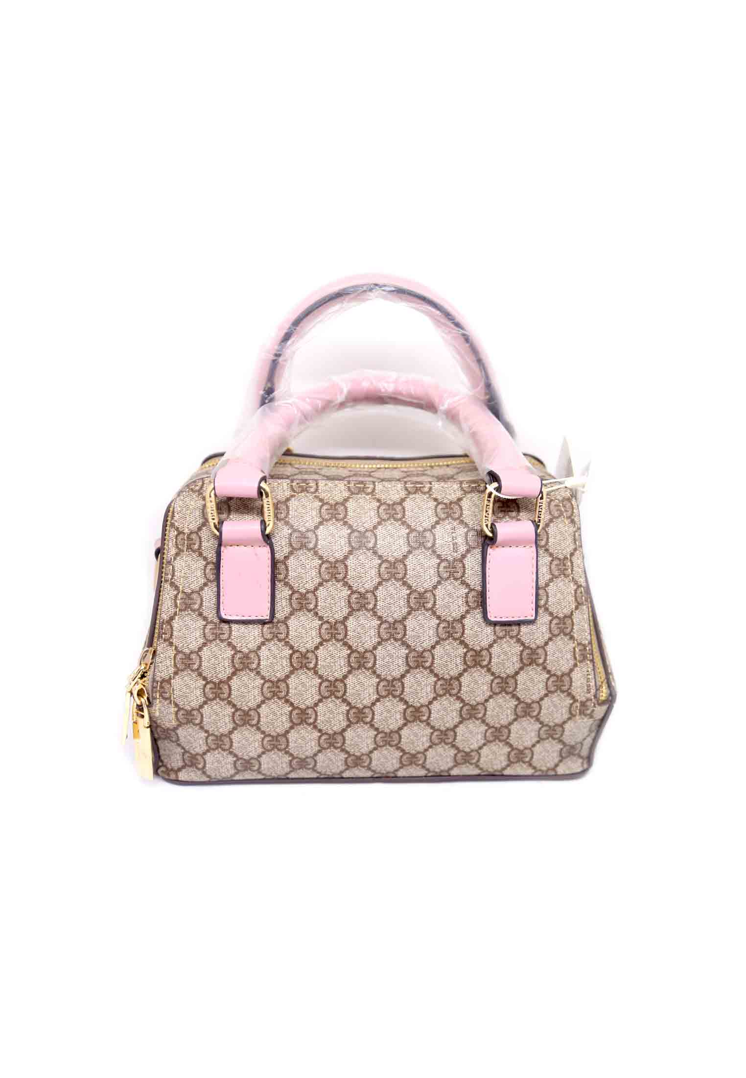 Pink & coffee Artificial leather Side Bag