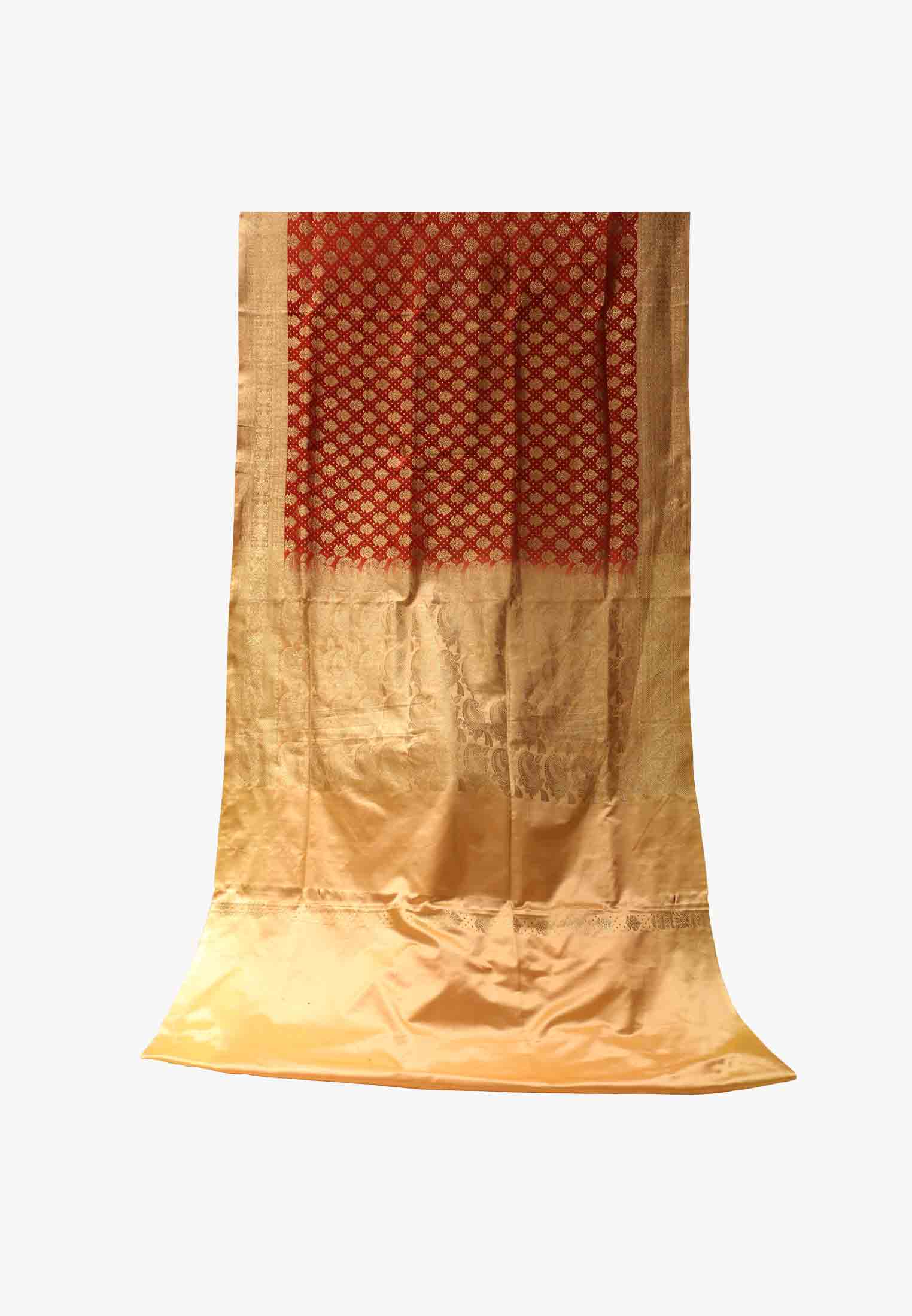 Maroon and Golden Benarasi Saree