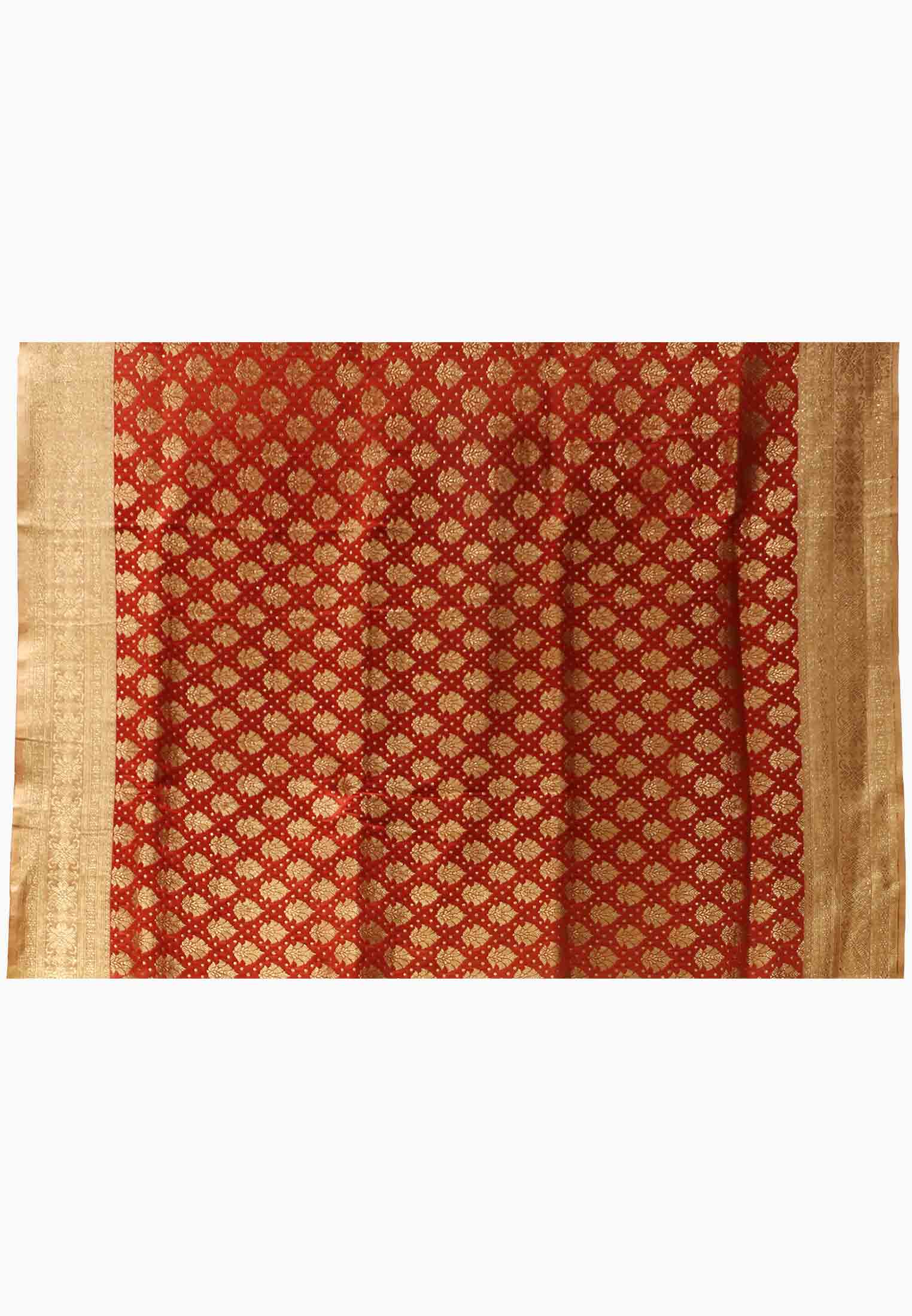 Maroon and Golden Benarasi Saree