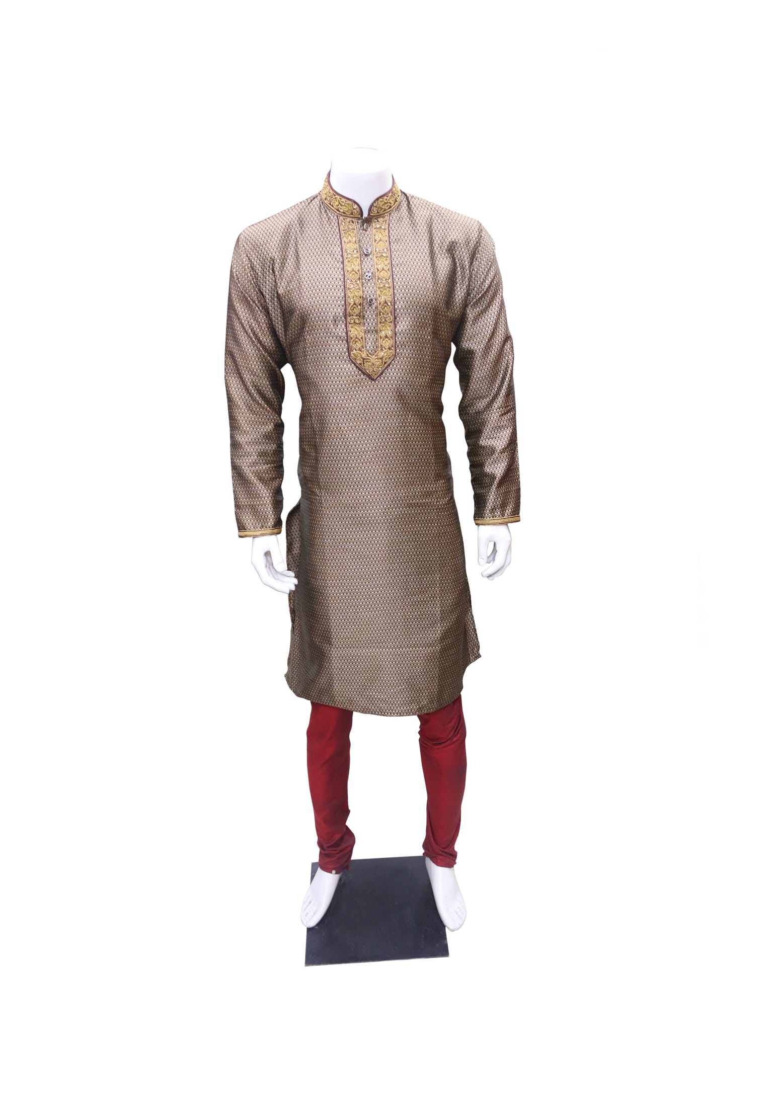 Deep Coffee Colored Silk Panjabi