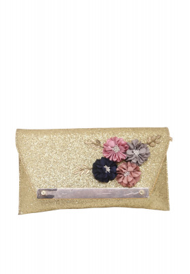 Golden Party Purse Made of China Leather